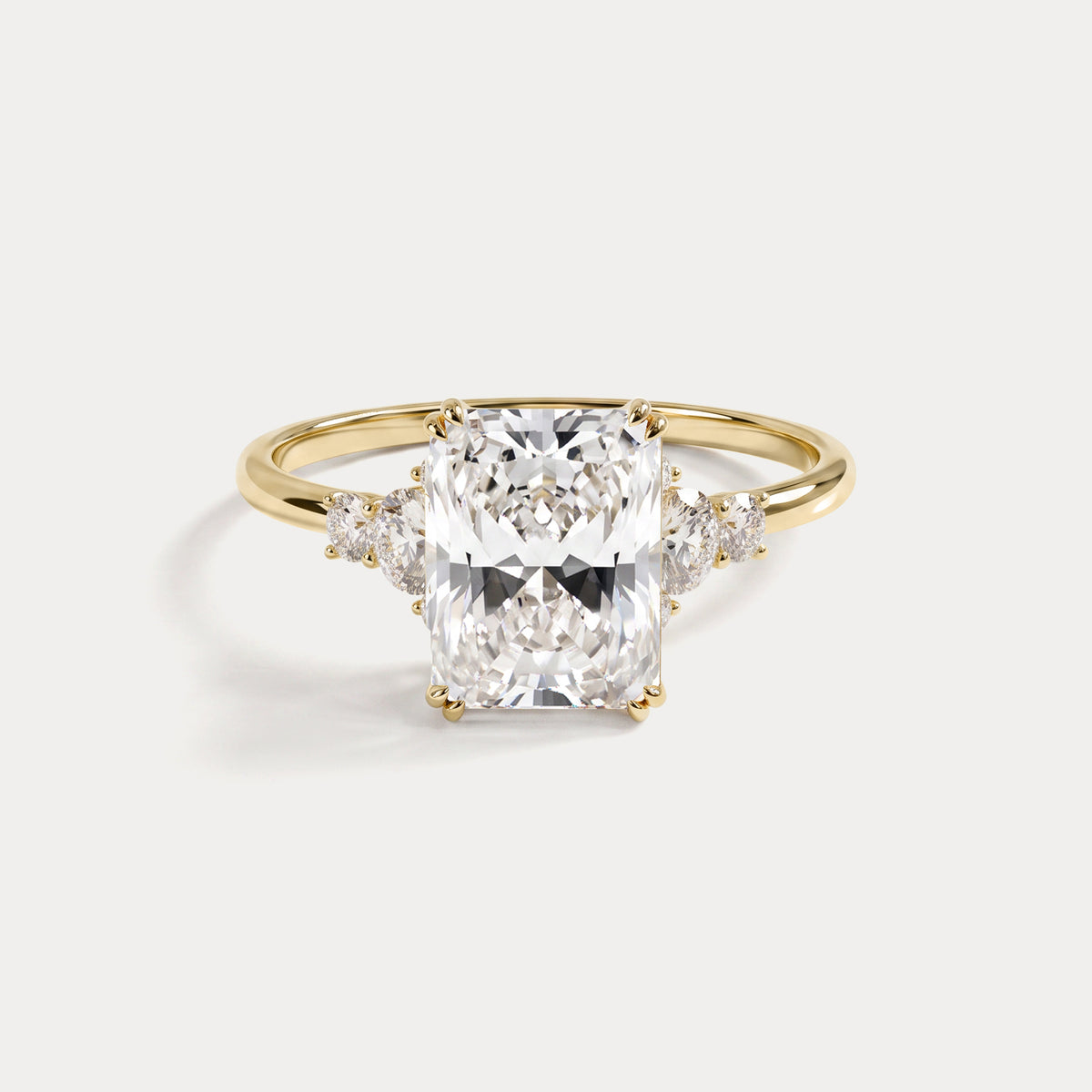 Serene丨2CT Radiant Cut Lab Diamond Side Stone Engagement Ring - Rings