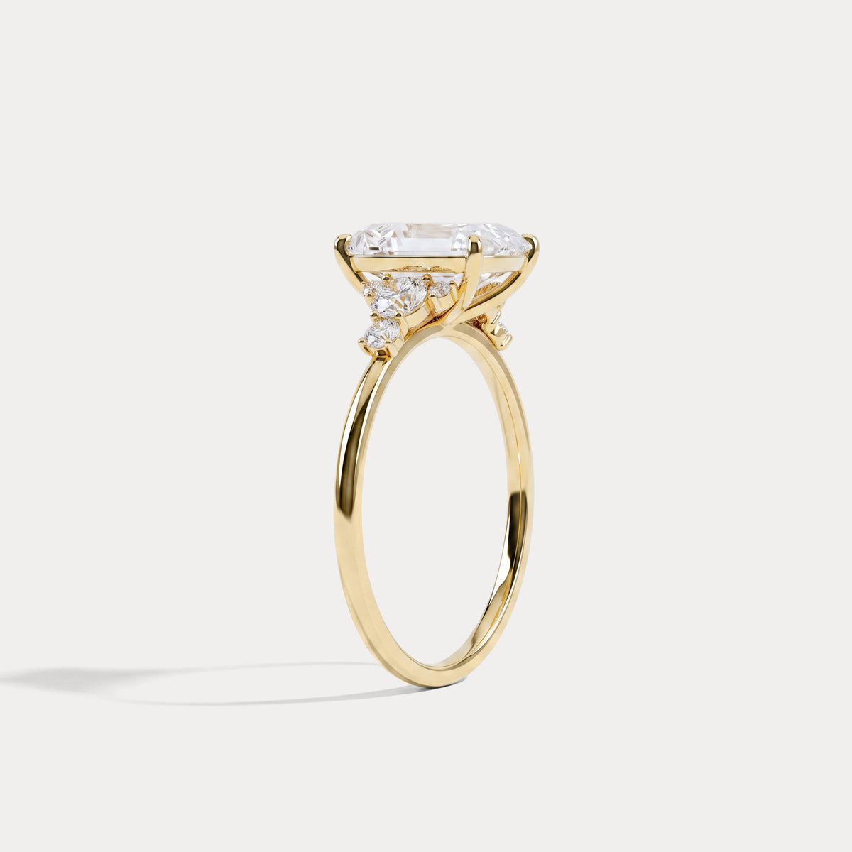 Serene丨2CT Radiant Cut Lab Diamond Side Stone Engagement Ring - Rings