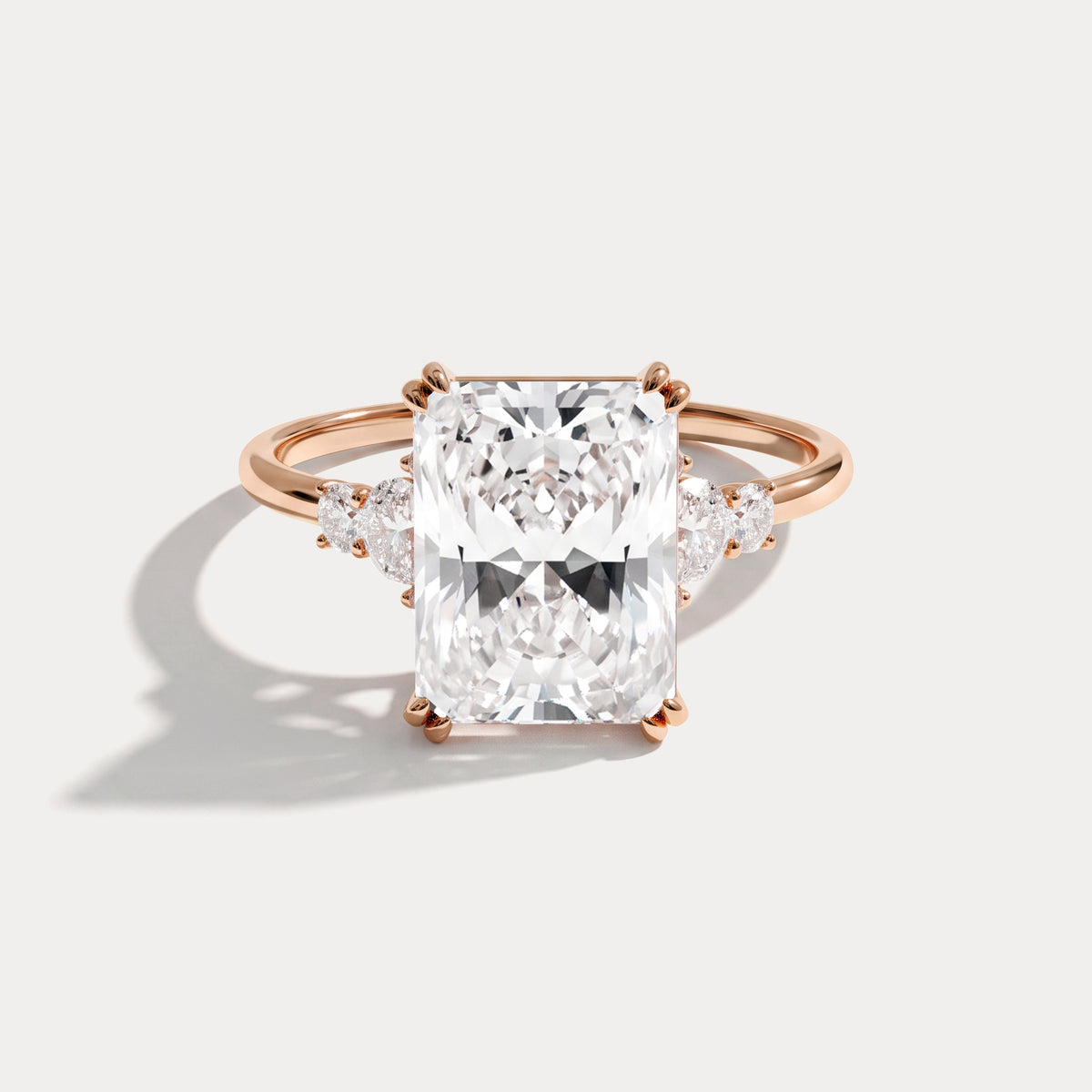 Serene丨3CT Radiant Cut Lab Diamond Side Stone Engagement Ring - Rings