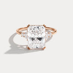 Serene丨3CT Radiant Cut Lab Diamond Side Stone Engagement Ring - Rings