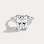 Serene丨3CT Radiant Cut Lab Diamond Side Stone Engagement Ring - Rings