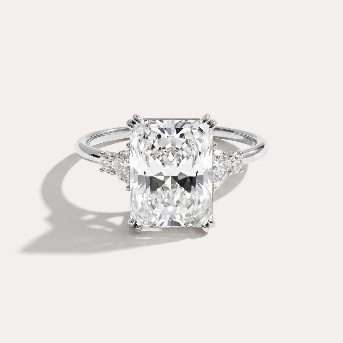 Serene丨3CT Radiant Cut Lab Diamond Side Stone Engagement Ring - Rings
