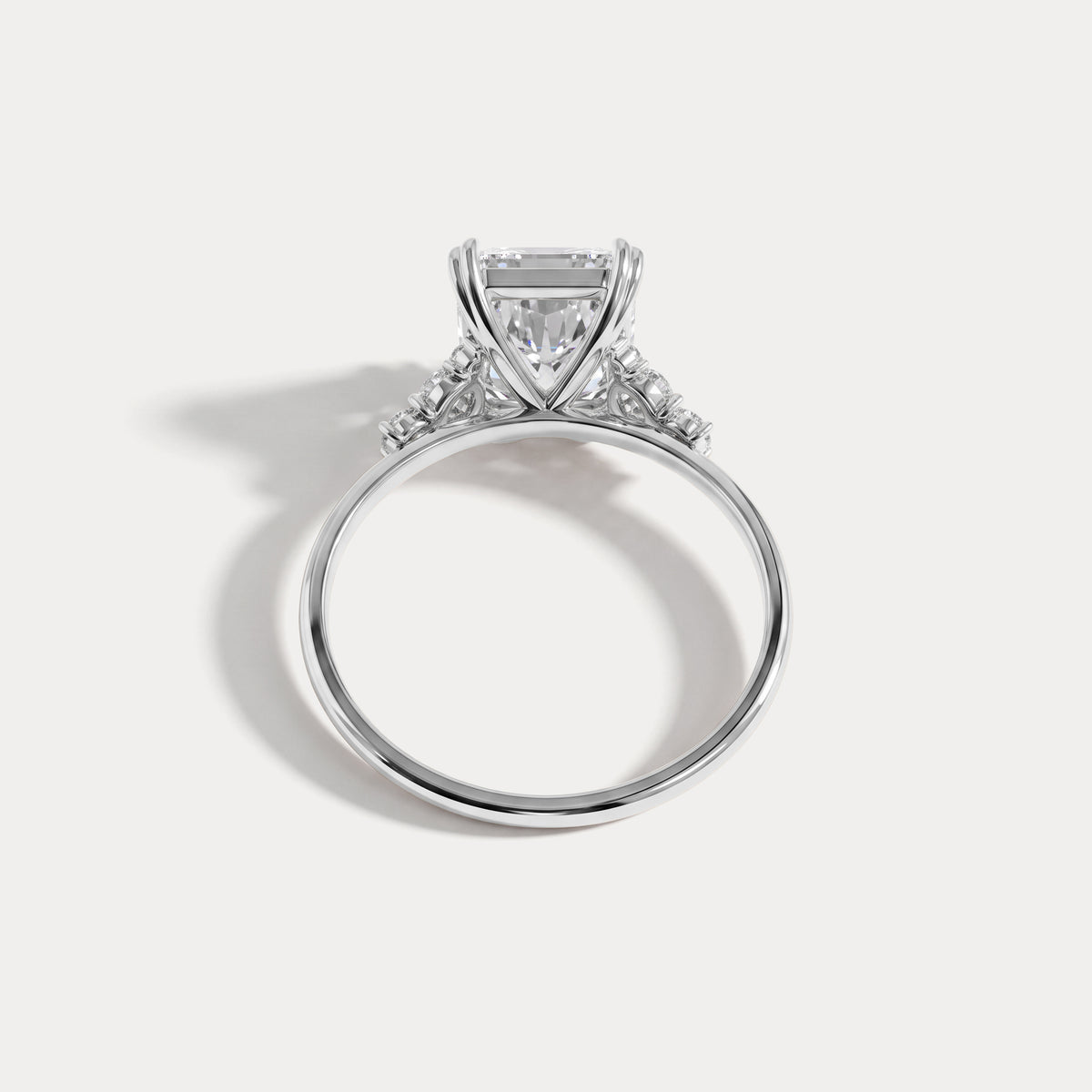 Serene丨3CT Radiant Cut Lab Diamond Side Stone Engagement Ring - Rings