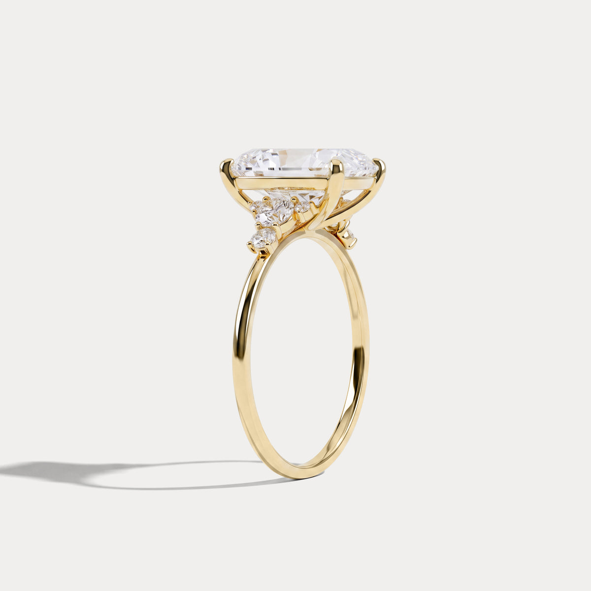 Serene丨3CT Radiant Cut Lab Diamond Side Stone Engagement Ring - Rings