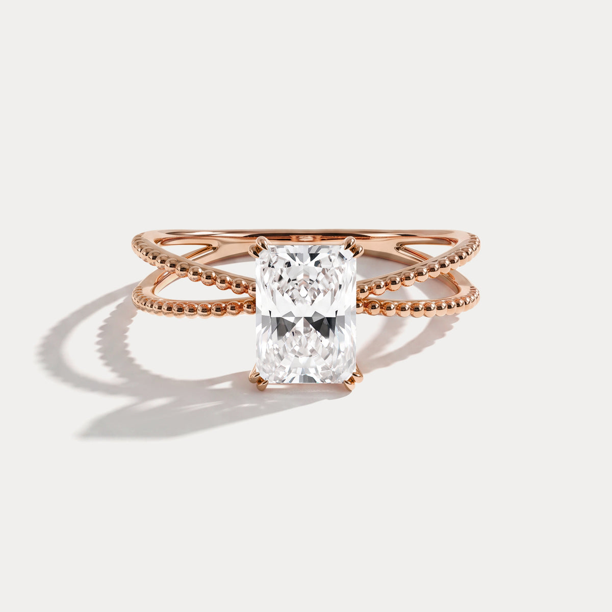 Callie丨1CT Radiant Cut Lab Diamond Milgrain Hidden Halo Engagement Ring - Rings