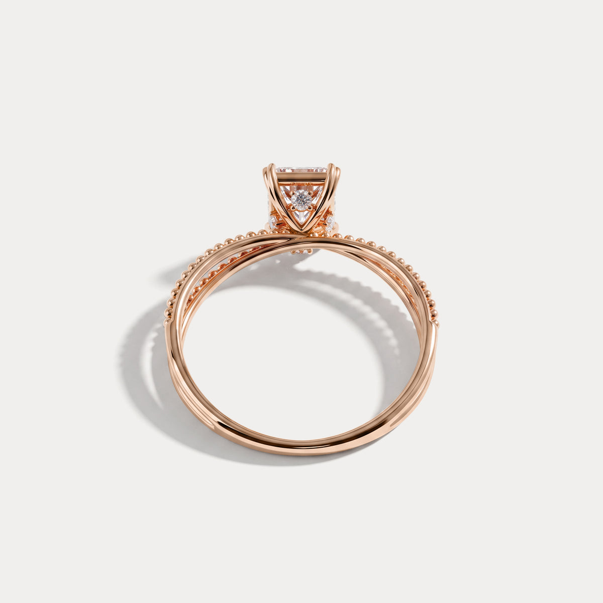 Callie丨1CT Radiant Cut Lab Diamond Milgrain Hidden Halo Engagement Ring - Rings
