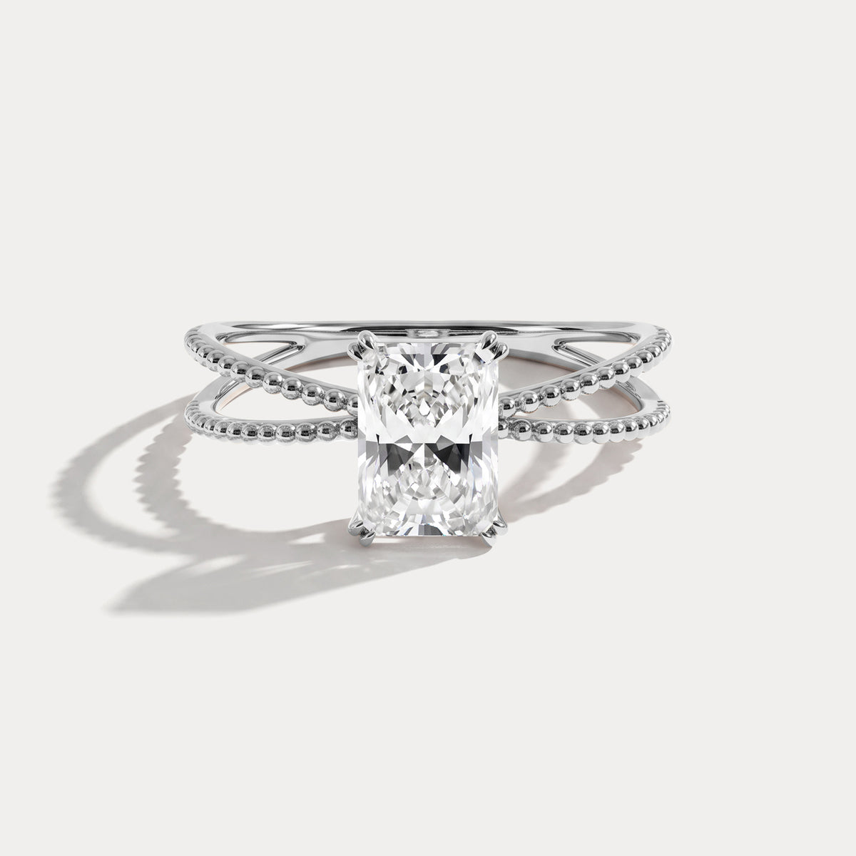 Callie丨1CT Radiant Cut Lab Diamond Milgrain Hidden Halo Engagement Ring - Rings
