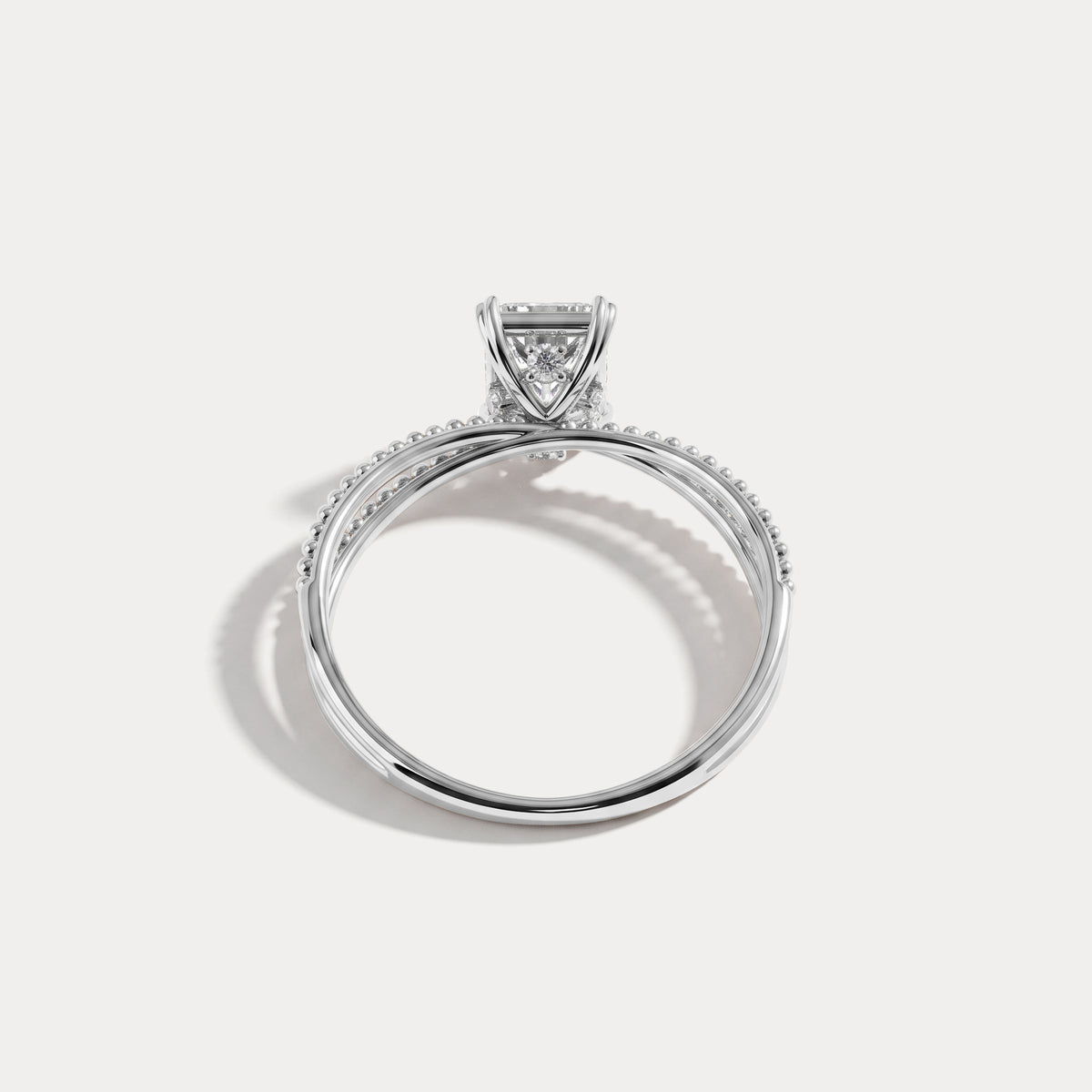 Callie丨1CT Radiant Cut Lab Diamond Milgrain Hidden Halo Engagement Ring - Rings