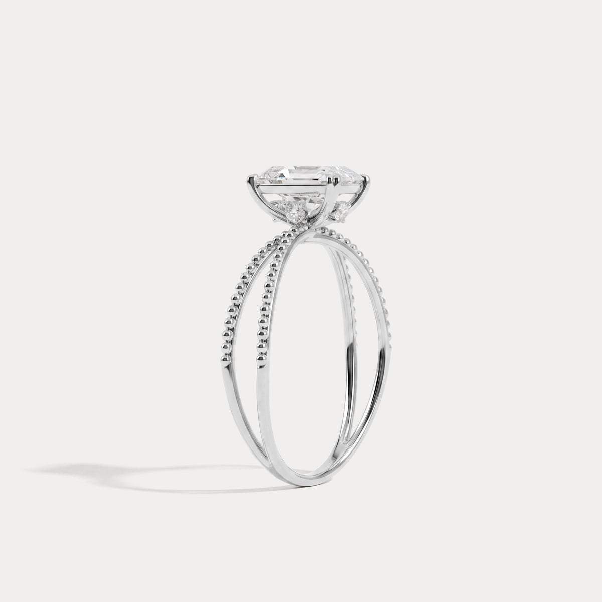Callie丨1CT Radiant Cut Lab Diamond Milgrain Hidden Halo Engagement Ring - Rings