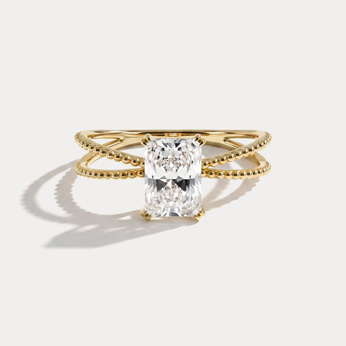 Callie丨1CT Radiant Cut Lab Diamond Milgrain Hidden Halo Engagement Ring - Rings