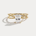 Callie丨1CT Radiant Cut Lab Diamond Milgrain Hidden Halo Engagement Ring - Rings