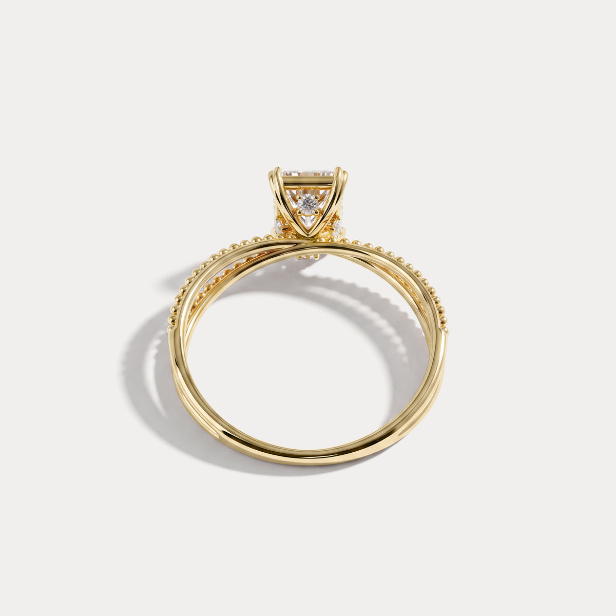 Callie丨1CT Radiant Cut Lab Diamond Milgrain Hidden Halo Engagement Ring - Rings
