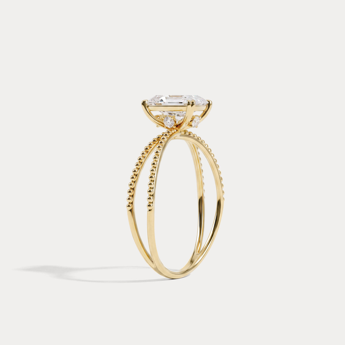 Callie丨1CT Radiant Cut Lab Diamond Milgrain Hidden Halo Engagement Ring - Rings