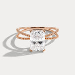Callie丨2CT Radiant Cut Lab Diamond Milgrain Hidden Halo Engagement Ring - Rings