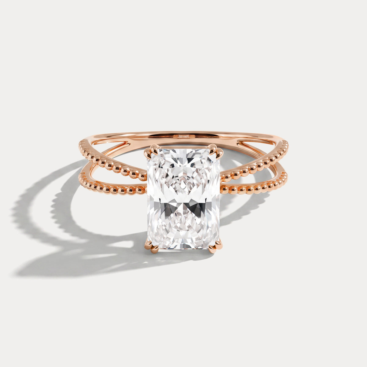 Callie丨2CT Radiant Cut Lab Diamond Milgrain Hidden Halo Engagement Ring - Rings
