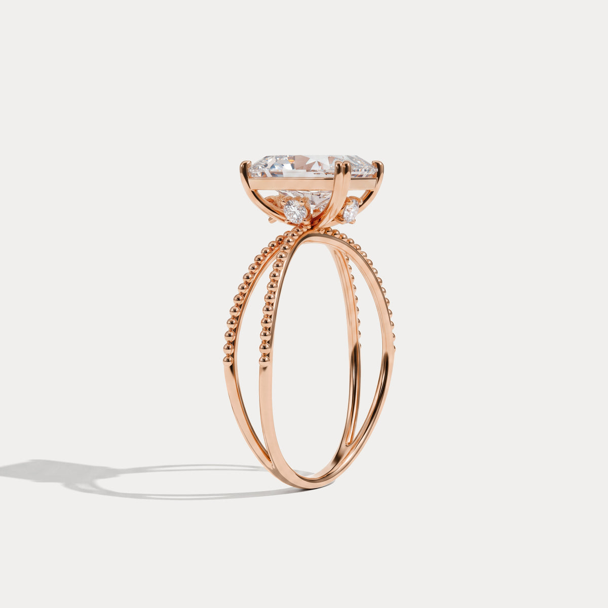 Callie丨2CT Radiant Cut Lab Diamond Milgrain Hidden Halo Engagement Ring - Rings