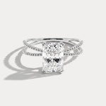 Callie丨2CT Radiant Cut Lab Diamond Milgrain Hidden Halo Engagement Ring - Rings
