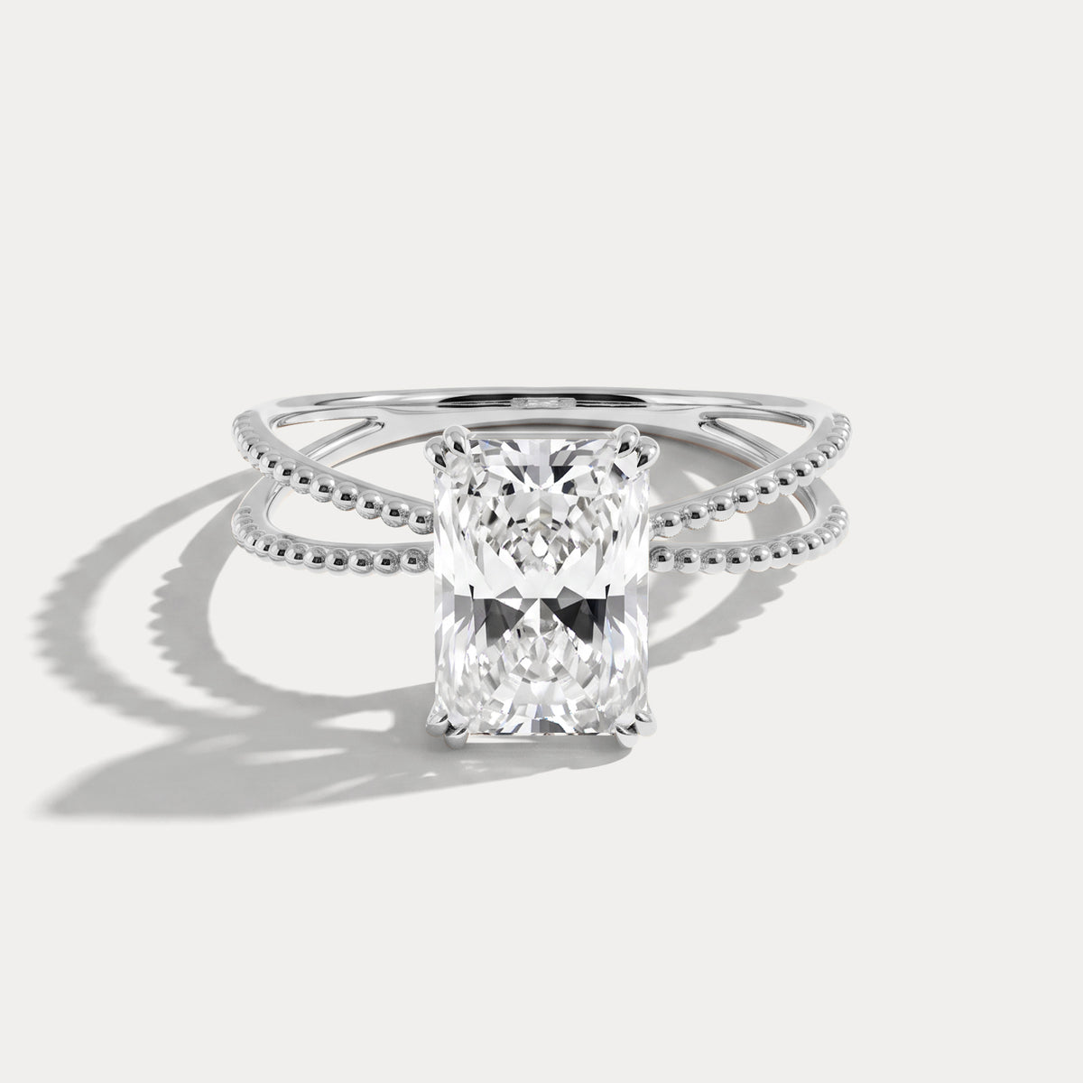 Callie丨2CT Radiant Cut Lab Diamond Milgrain Hidden Halo Engagement Ring - Rings