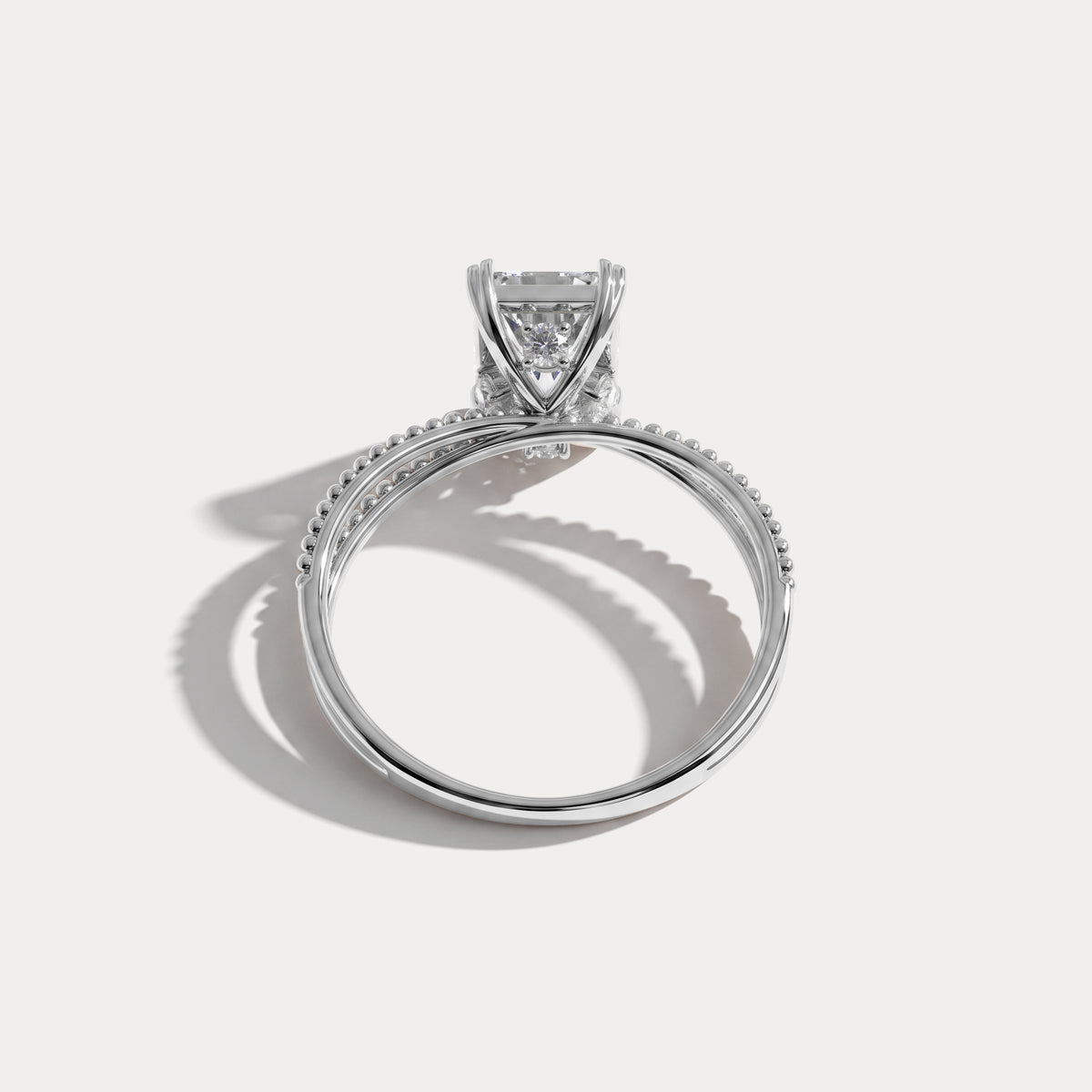 Callie丨2CT Radiant Cut Lab Diamond Milgrain Hidden Halo Engagement Ring - Rings