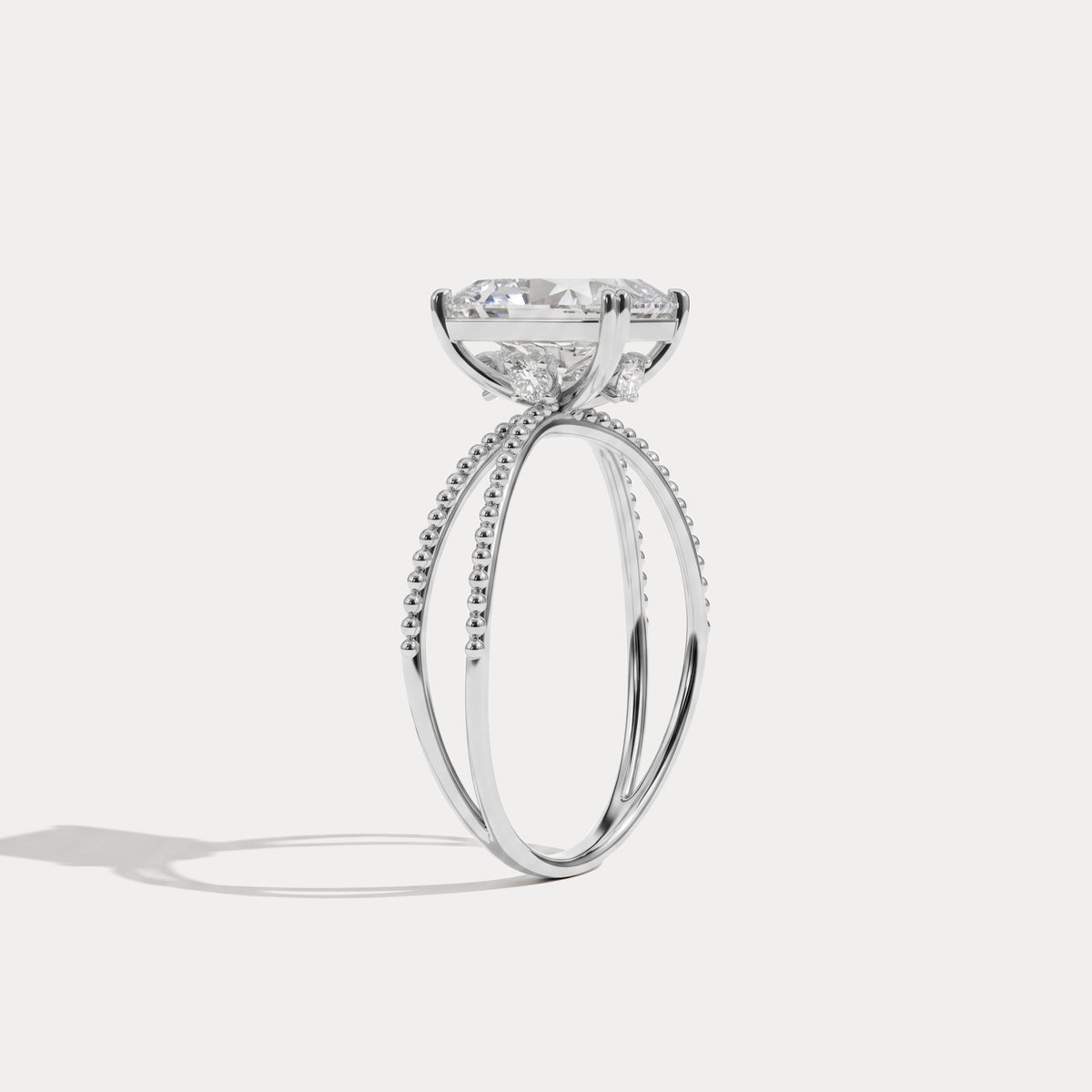 Callie丨2CT Radiant Cut Lab Diamond Milgrain Hidden Halo Engagement Ring - Rings