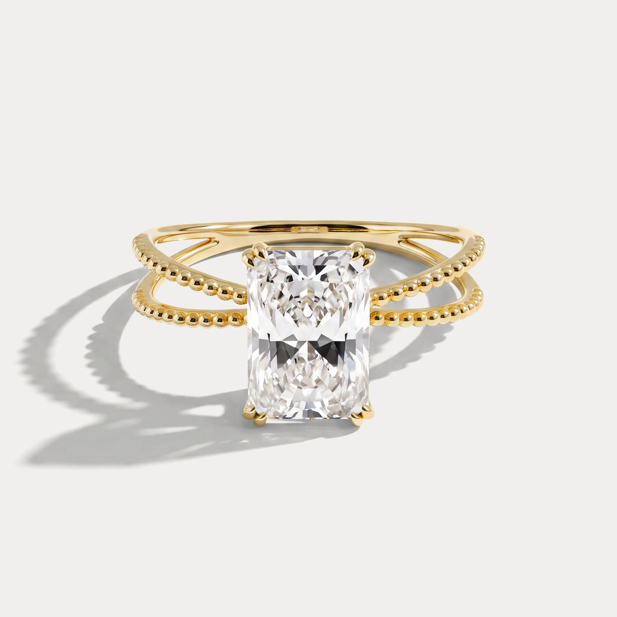 Callie丨2CT Radiant Cut Lab Diamond Milgrain Hidden Halo Engagement Ring - Rings