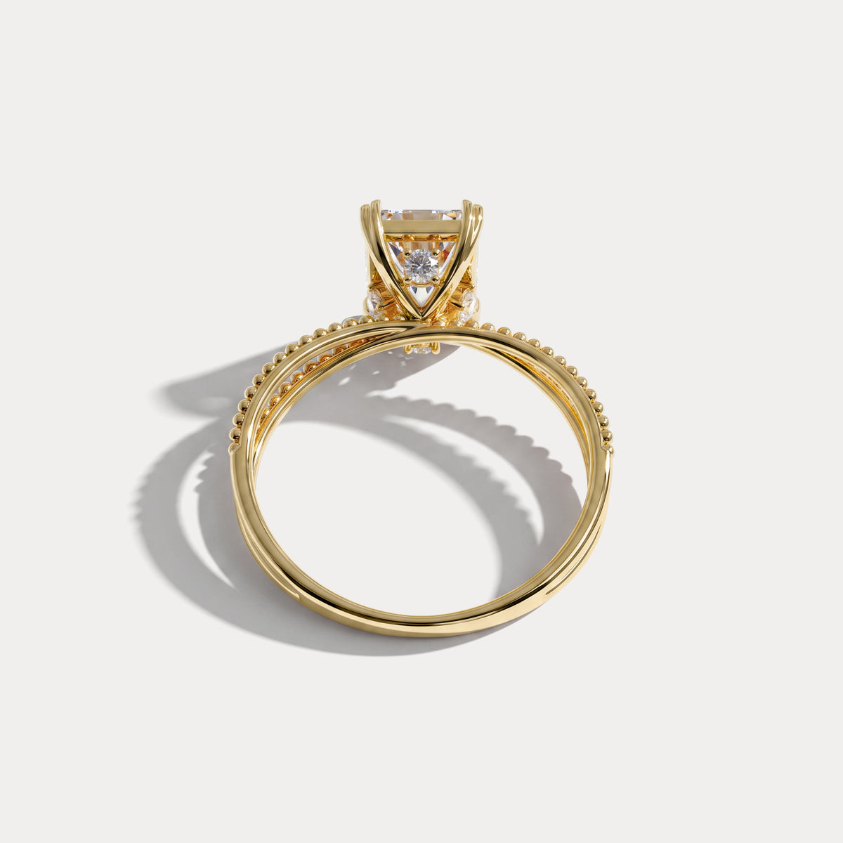 Callie丨2CT Radiant Cut Lab Diamond Milgrain Hidden Halo Engagement Ring - Rings