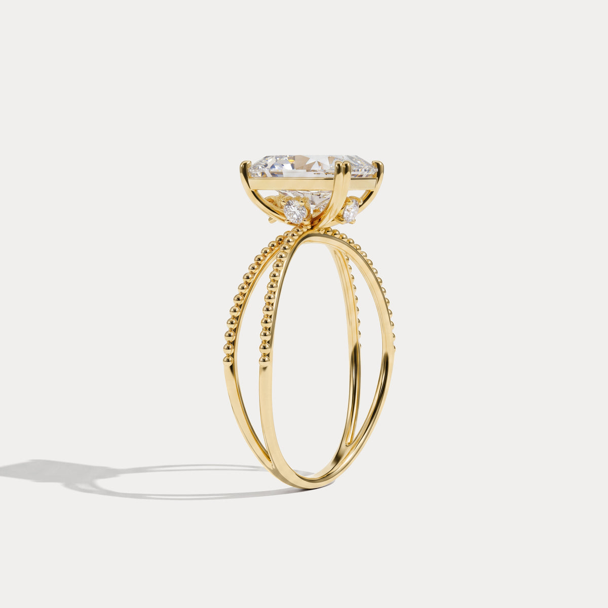 Callie丨2CT Radiant Cut Lab Diamond Milgrain Hidden Halo Engagement Ring - Rings