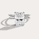 Callie丨3CT Radiant Cut Lab Diamond Milgrain Hidden Halo Engagement Ring - Rings
