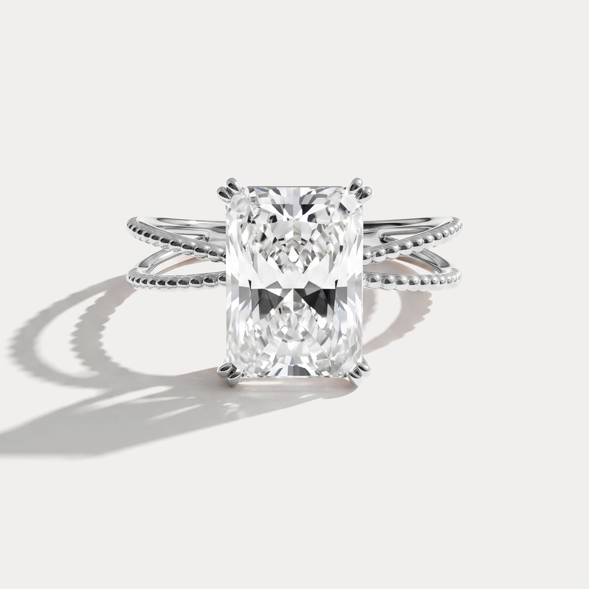 Callie丨3CT Radiant Cut Lab Diamond Milgrain Hidden Halo Engagement Ring - Rings