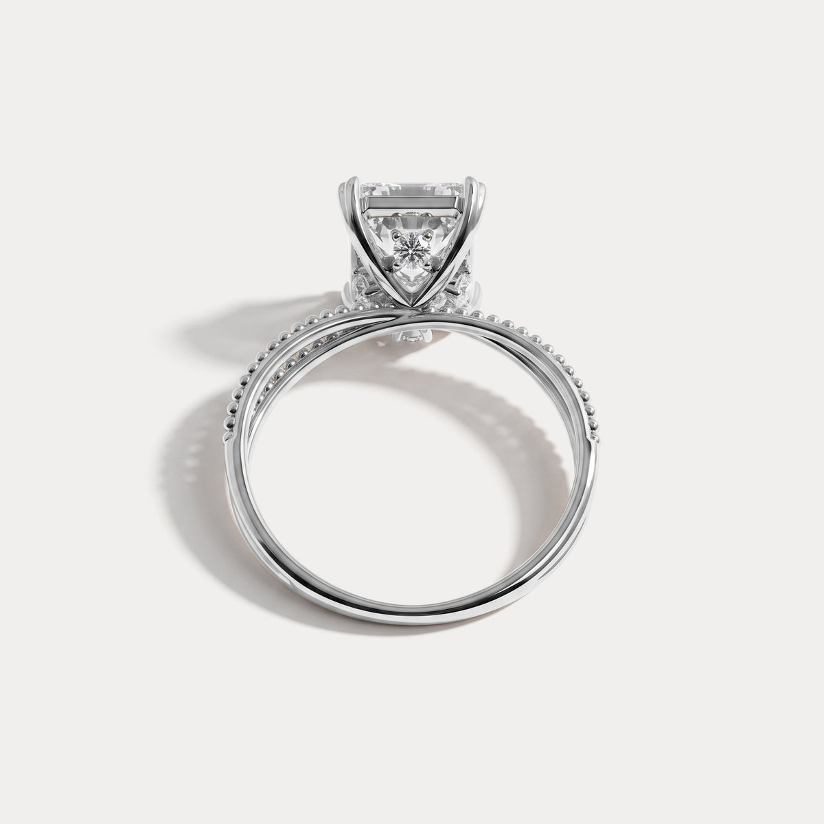 Callie丨3CT Radiant Cut Lab Diamond Milgrain Hidden Halo Engagement Ring - Rings