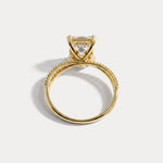 Callie丨3CT Radiant Cut Lab Diamond Milgrain Hidden Halo Engagement Ring - Rings