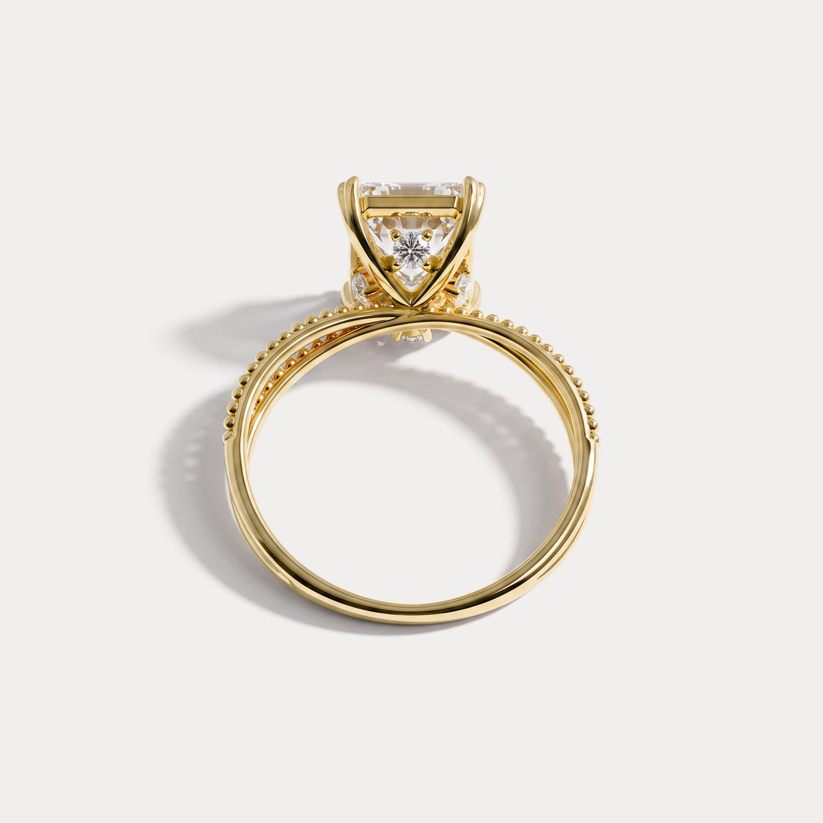 Callie丨3CT Radiant Cut Lab Diamond Milgrain Hidden Halo Engagement Ring - Rings