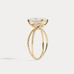 Callie丨3CT Radiant Cut Lab Diamond Milgrain Hidden Halo Engagement Ring - Rings