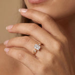 Amira丨1CT Radiant Cut Lab Diamond Twisted Three Stones Engagement Ring - Rings