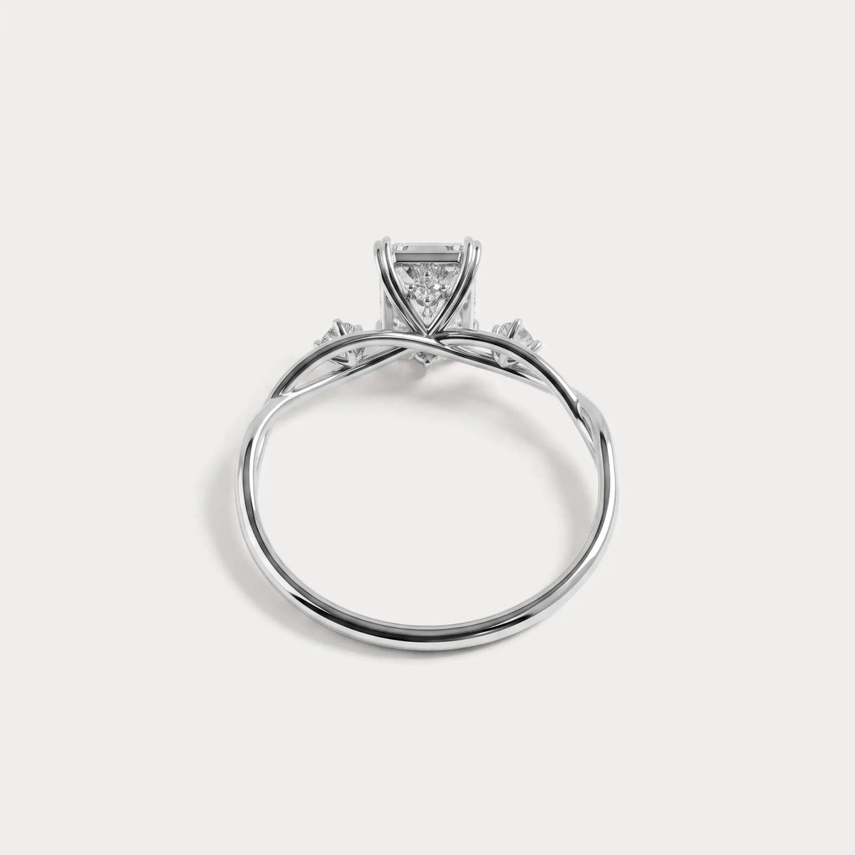 Amira丨1CT Radiant Cut Lab Diamond Twisted Three Stones Engagement Ring - Rings