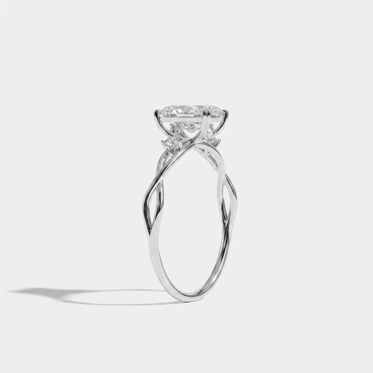 Amira丨1CT Radiant Cut Lab Diamond Twisted Three Stones Engagement Ring - Rings