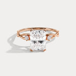 Amira丨2CT Radiant Cut Lab Diamond Twisted Three Stones Engagement Ring - Rings