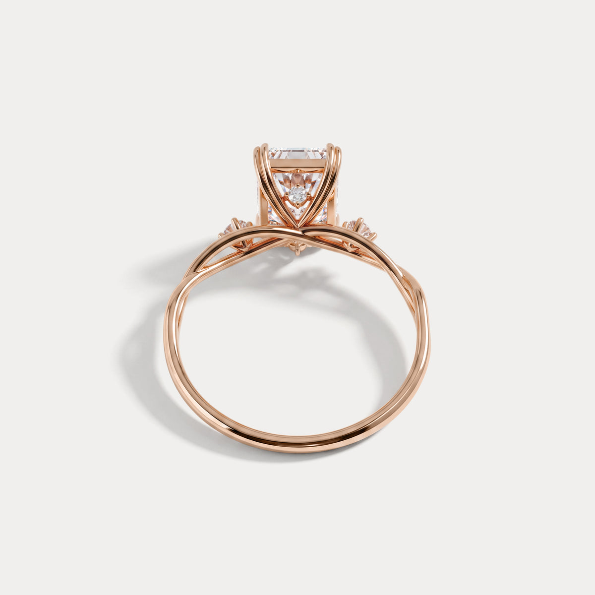 Amira丨2CT Radiant Cut Lab Diamond Twisted Three Stones Engagement Ring - Rings
