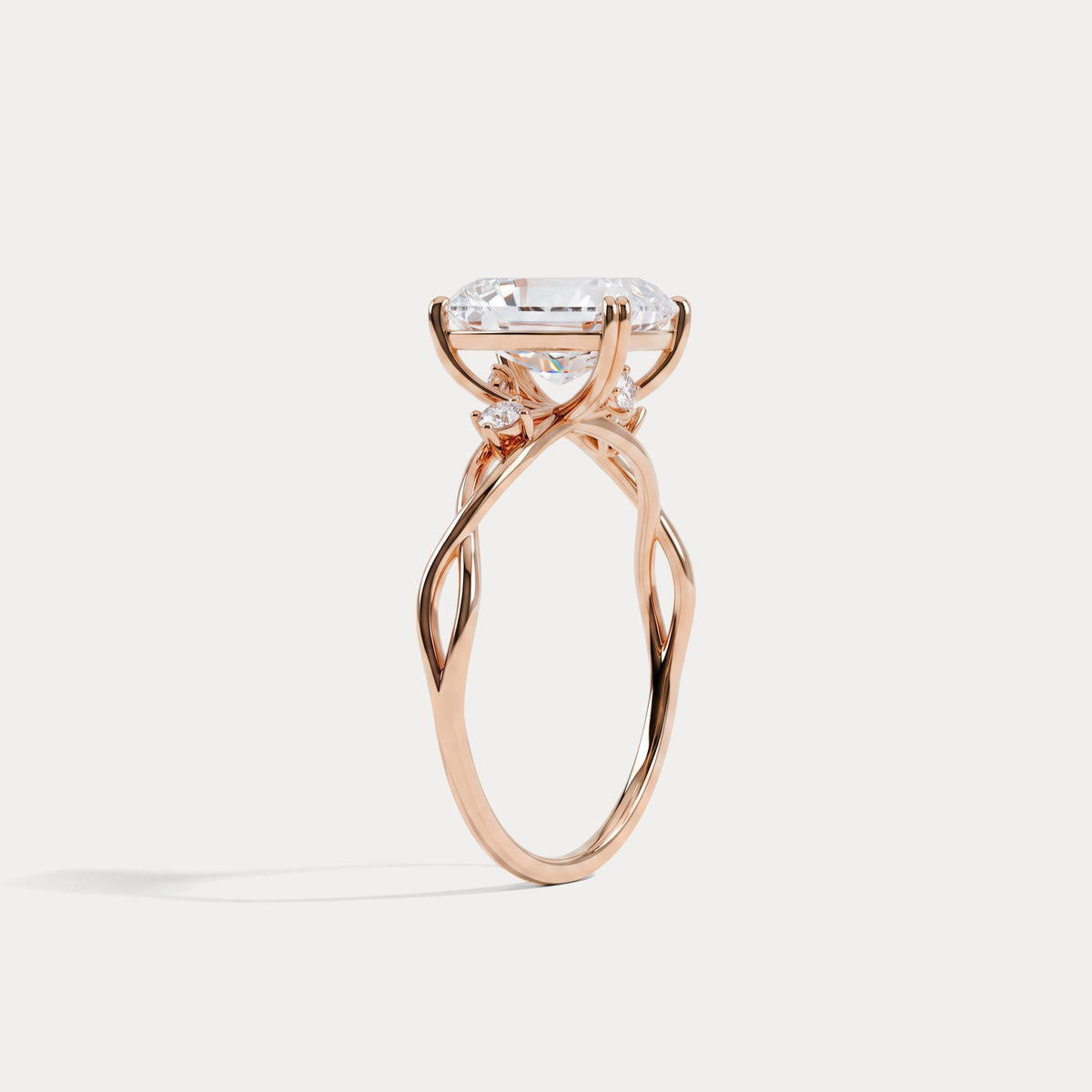 Amira丨2CT Radiant Cut Lab Diamond Twisted Three Stones Engagement Ring - Rings
