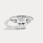 Amira丨2CT Radiant Cut Lab Diamond Twisted Three Stones Engagement Ring - Rings