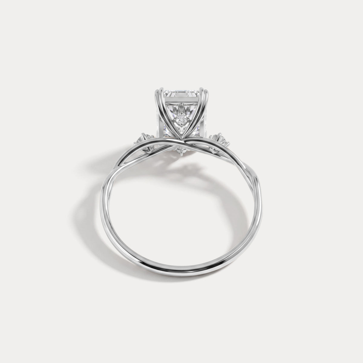 Amira丨2CT Radiant Cut Lab Diamond Twisted Three Stones Engagement Ring - Rings