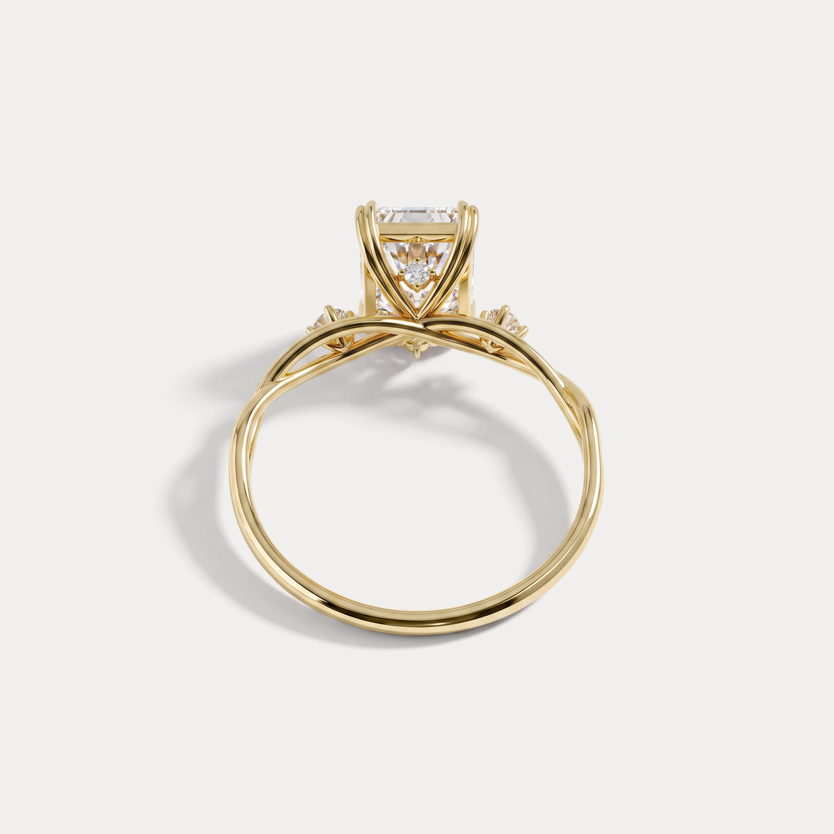 Amira丨2CT Radiant Cut Lab Diamond Twisted Three Stones Engagement Ring - Rings