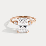 Amira丨3CT Radiant Cut Lab Diamond Twisted Three Stones Engagement Ring - Rings