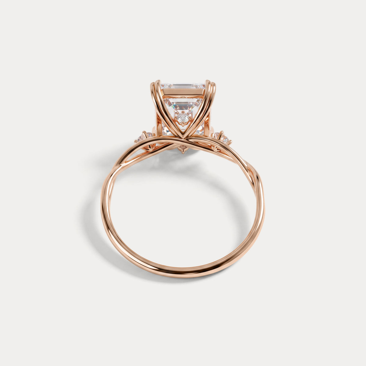Amira丨3CT Radiant Cut Lab Diamond Twisted Three Stones Engagement Ring - Rings