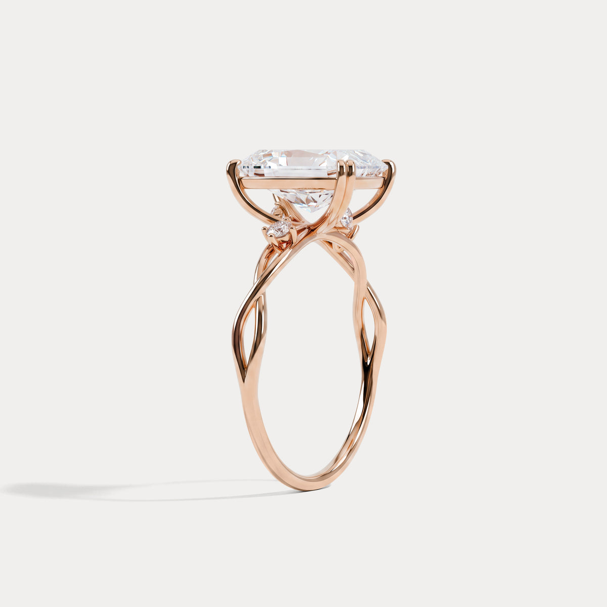 Amira丨3CT Radiant Cut Lab Diamond Twisted Three Stones Engagement Ring - Rings