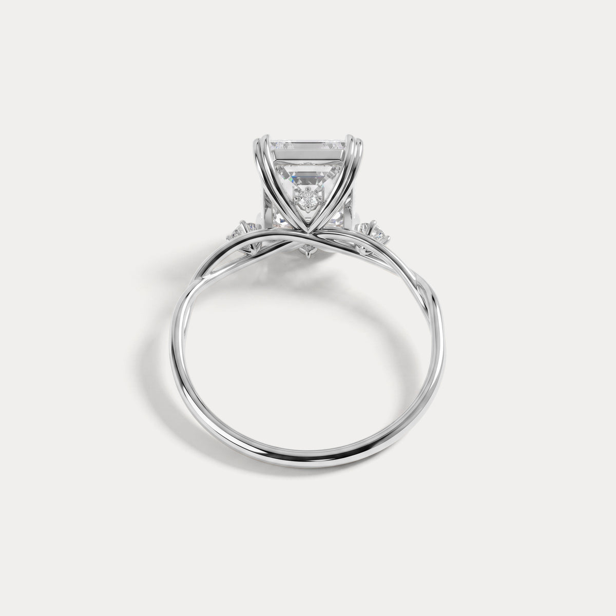 Amira丨3CT Radiant Cut Lab Diamond Twisted Three Stones Engagement Ring - Rings
