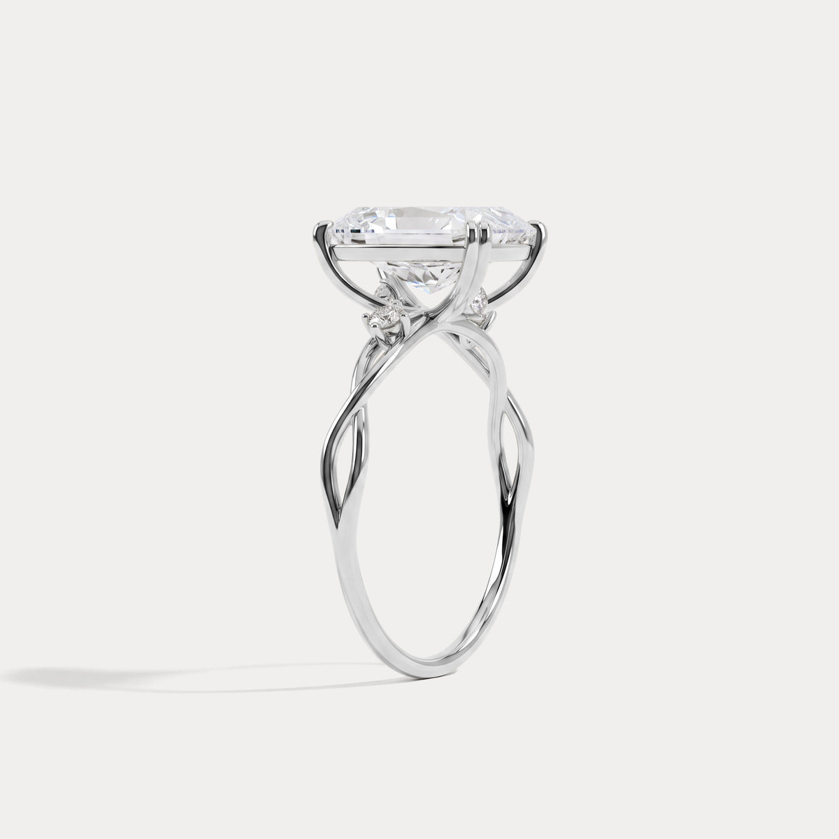Amira丨3CT Radiant Cut Lab Diamond Twisted Three Stones Engagement Ring - Rings
