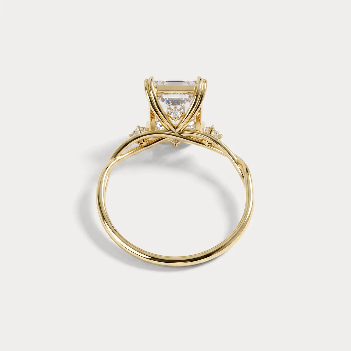 Amira丨3CT Radiant Cut Lab Diamond Twisted Three Stones Engagement Ring - Rings