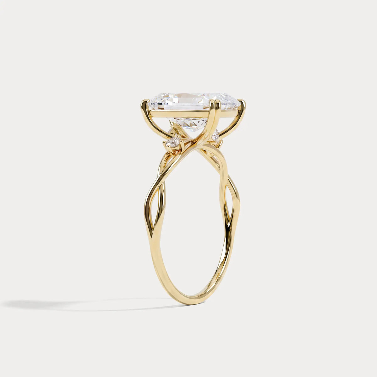Amira丨3CT Radiant Cut Lab Diamond Twisted Three Stones Engagement Ring - Rings