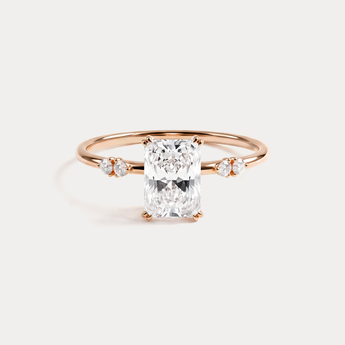 Amelie丨1CT Radiant Cut Lab Diamond Engagement Ring in 14K Solid Gold/Platinum - Rings